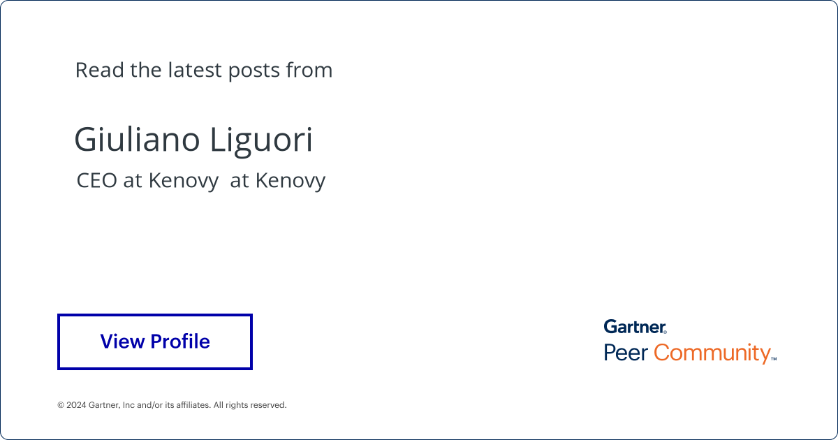Giuliano Liguori, CEO at Kenovy at Kenovy | Gartner Peer Community
